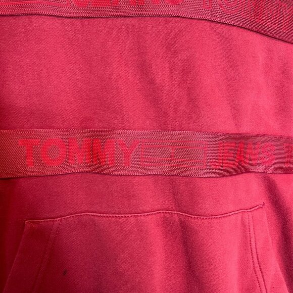 Tommy Jeans Mens Activewear Spellout Logo Pullover Hooded Sweatshirt M Red - Picture 6 of 14